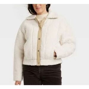 Universal Thread Sherpa snap front fleece jacket large